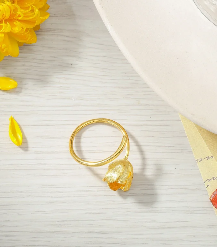 Elegant Floral Gold-Tone Ring