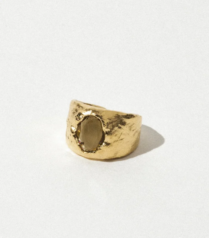 Elegant Textured Ring With Faux Stone